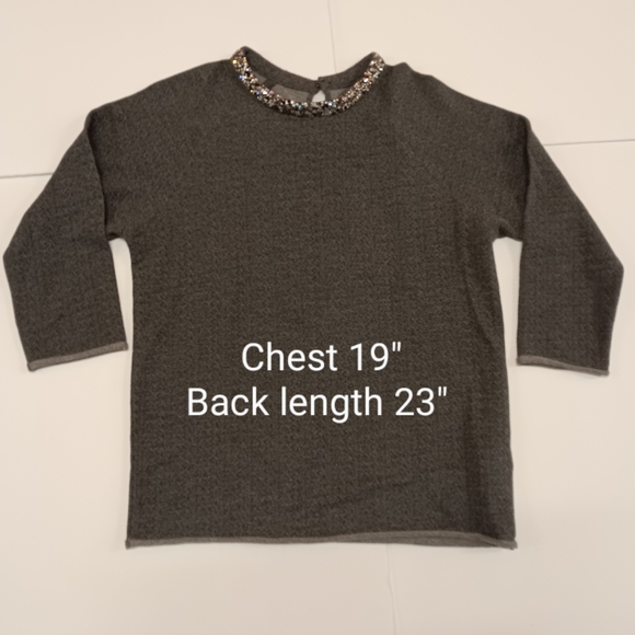 Neiman Marcus Luxury Essentials Cotton & Cashmere French Terry Top Rhinestones - Picture 11 of 14